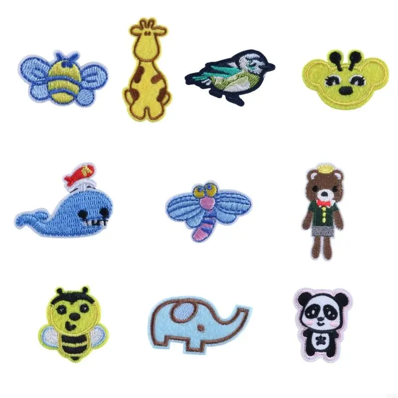 10 PCs gestickte Flecken Panda Applique Flecken Cartoon Tiereisen auf Flecken Y08E – Detail 1