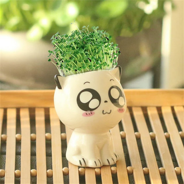 Kerámia Virág Edény Aranyos Macska Növényi Edények Váza Szimuláció Állati Rajzfilm Ültetvények Beltéri Növények Otthoni Asztali Dekoráció - Image 2