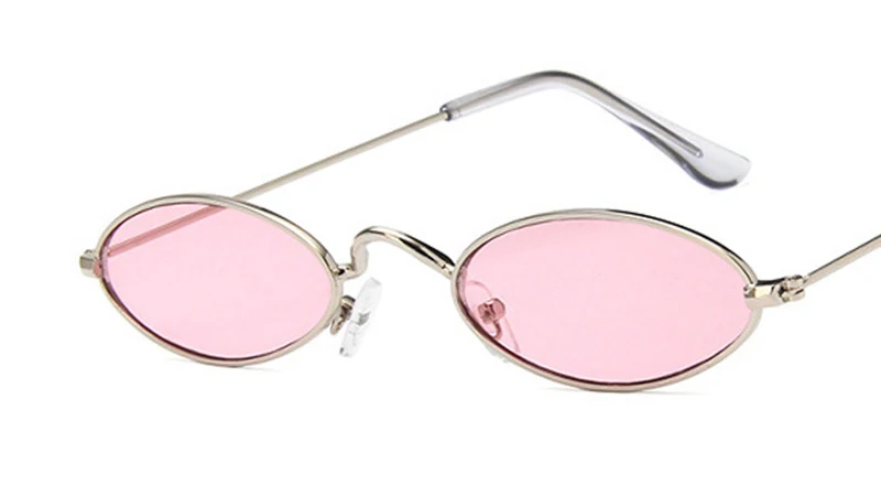Red Retro Oval Vintage Sunglasses with Metal Frame and UV400 Protection