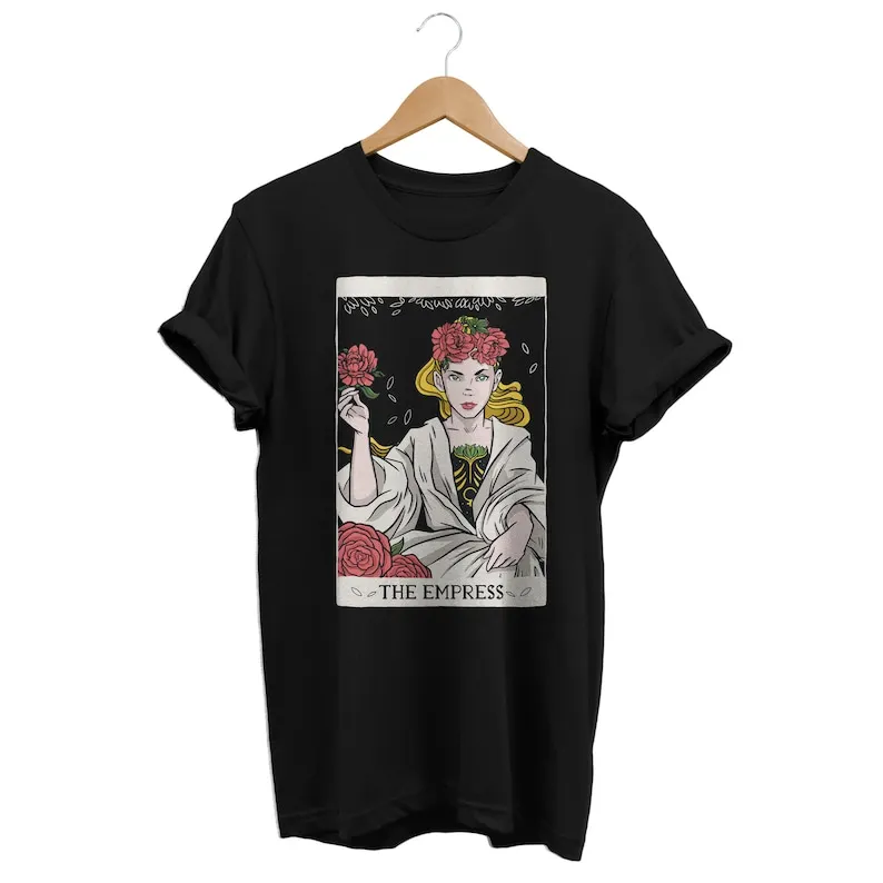 

The Empress T-shirt, Grunge Clothing, Tarot Shirt, Wiccan Top, Witchy Apparel, Occult Outfit, Boho Clothes, E-Girl Outfit