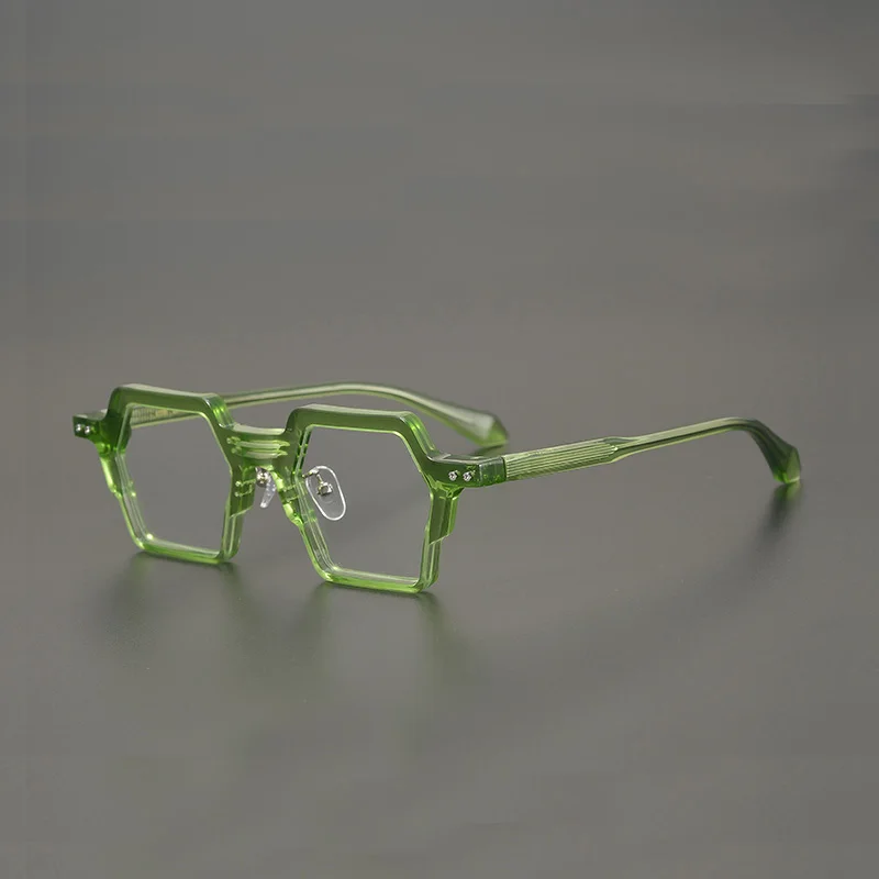 

Fashion transparent green square acetate fiber myopia prescription glasses transparent blue optical reading presbyopic eyeglasse