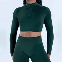 NCLAGEN Impact Crop Zippy haut de fitness à manches longues pour femmes vêtements de gymnastique sans couture course entraînement séchage rapide Pilates sport chemise de yoga 5