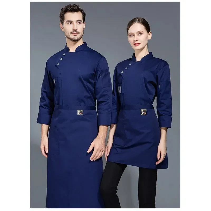 Kitchen Work Clothes Waterproof Chef Work Clothes Men's Long-sleeved Autumn and Winter Thick Wear-resistant Hotel Restaurant,chef uniform