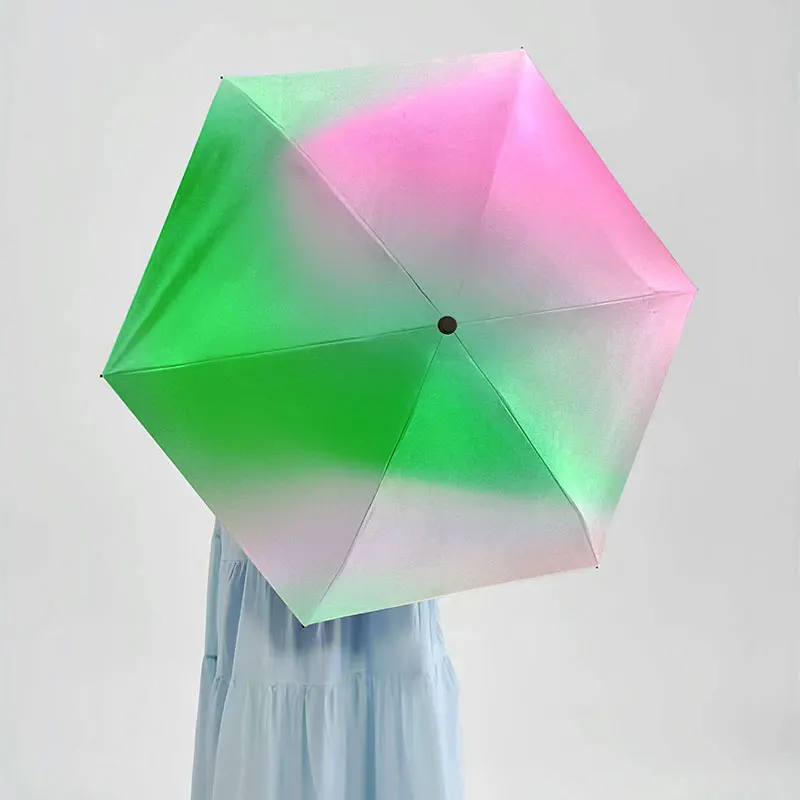 Creativity Color gradient Mini folding umbrella ultra light portable compact parasol uv protection simple for women and men