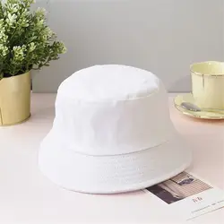 Unisex Cotton Foldable Sun Protection Bucket Hat - Child(52-54 cm) (White)