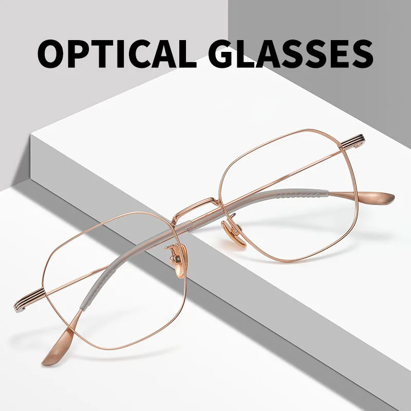 

ELECCION B Titanium Polygon Eyeglass Frame Women Korean Brand Fashion Optical Glasses Frame Spectacles Clear Lens K-2149