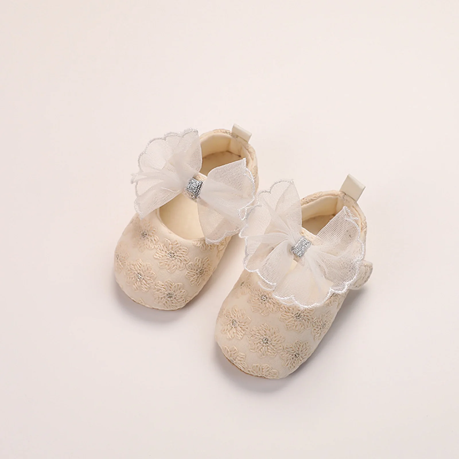 Toddler Baby Girls Mary Jane Flats Princess Floral Embroidery Dress Shoes Children Non-Slip Crib Shoes