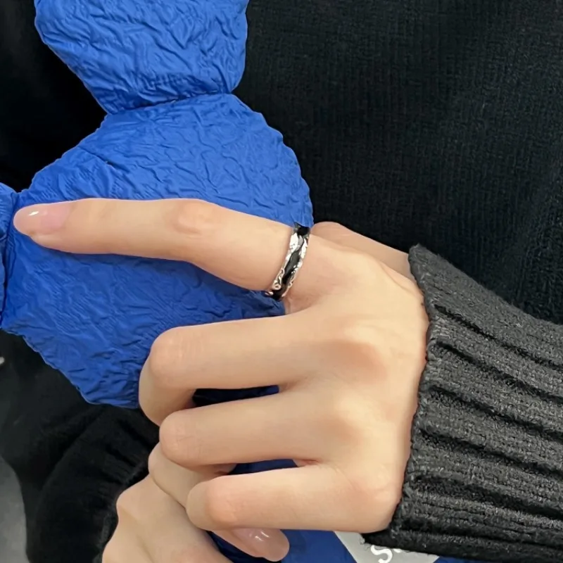 Retro Drop Glaze Irregular Rings Adjustable Couple Rings For Man Woman Punk Gothic Y2K Jewelry Gift