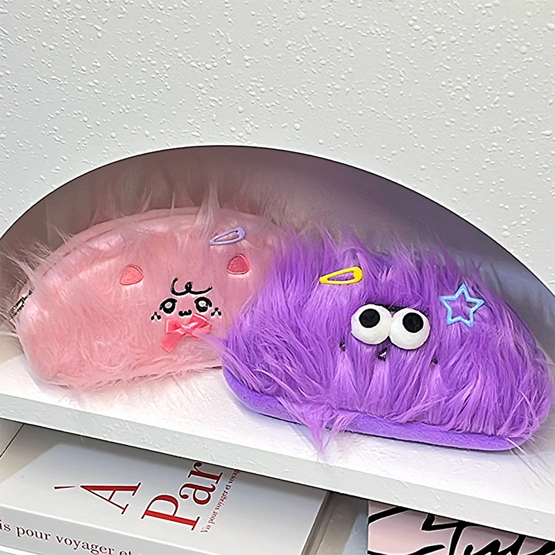 여행 귀여운 봉제 긴 머리 연필 케이스, 화장품 가방, 메이크업 가방, 문구 가방, 연필 파우치, 보관 상자, 학교 사무용품