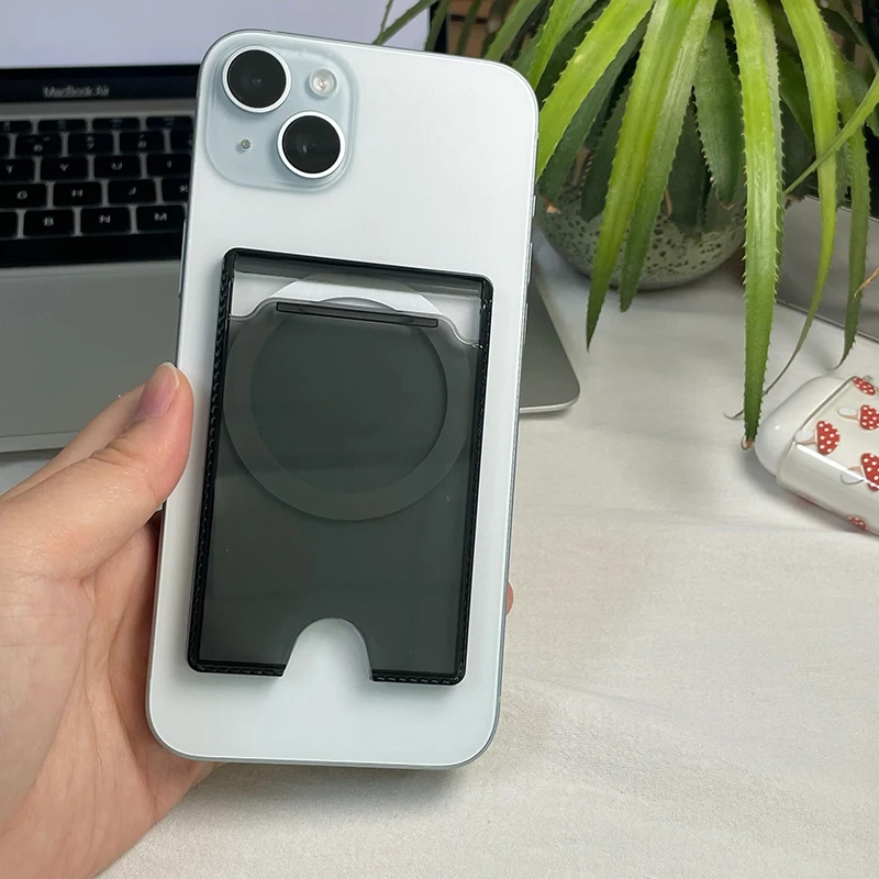 Clear Magnetic Wallet Case Card Holder - Universal Fit