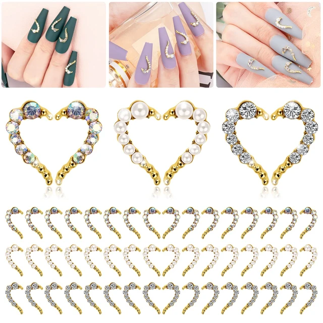 Halve of Love: Zircon Crystal Heart Nail Charms Luxury Divide