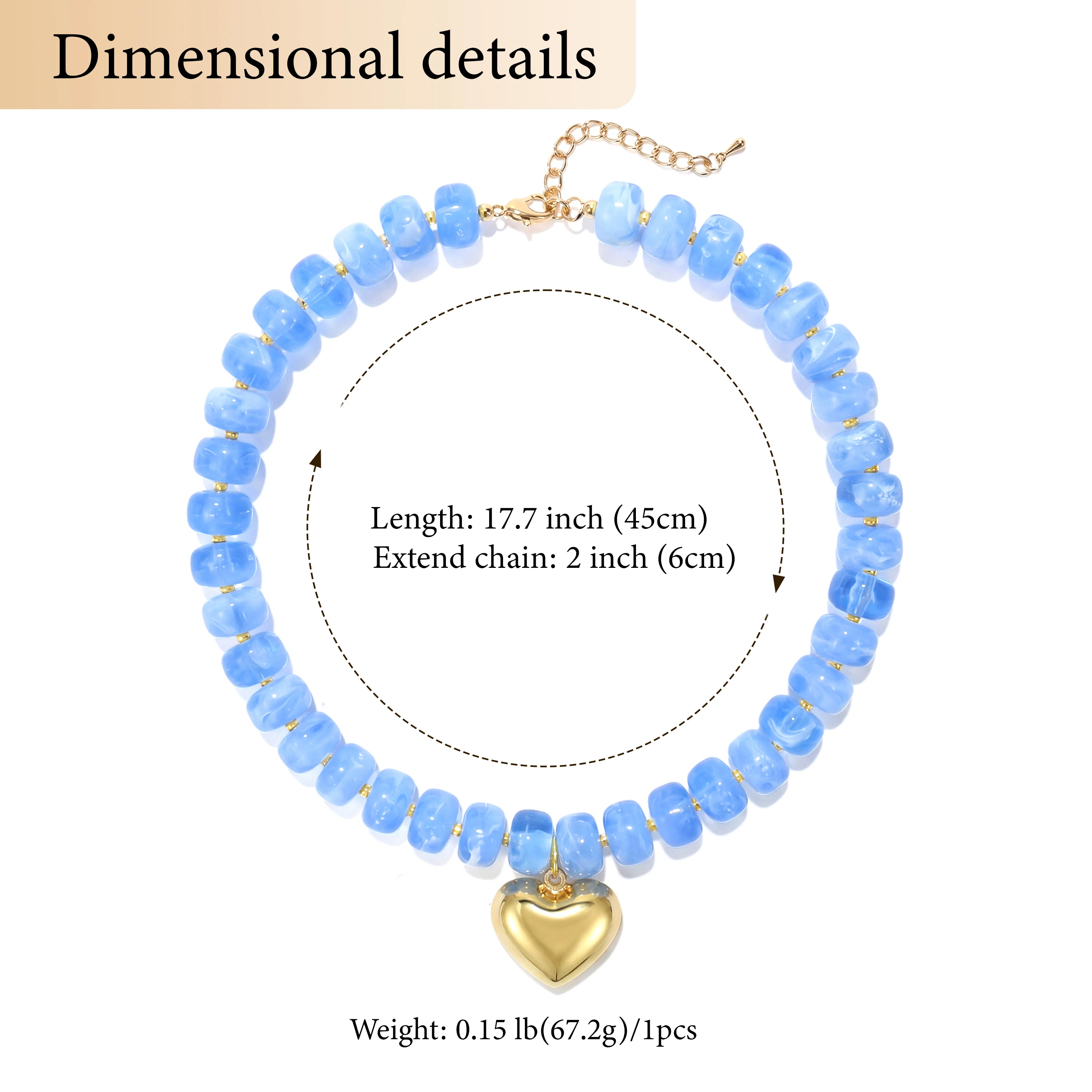 Badu Bohemia Colorful Acrylic Beaded Choker Necklace for Women 14K Gold Plated Heart Pendant Summer Aesthetic Y2K Jewelry Gift