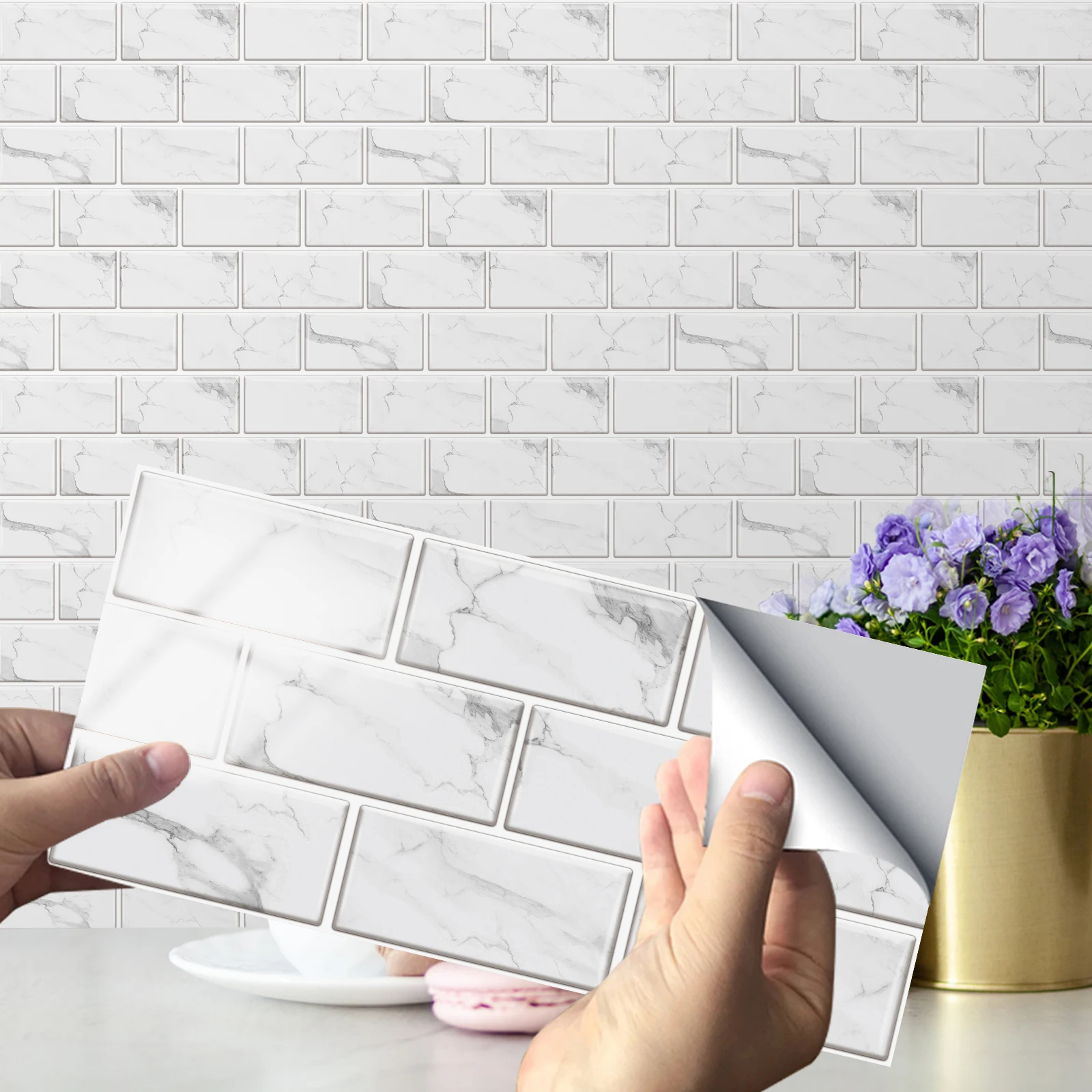 6PcsEuropeanStyleRetroTileStickerBathroomKitchenRenovationHome