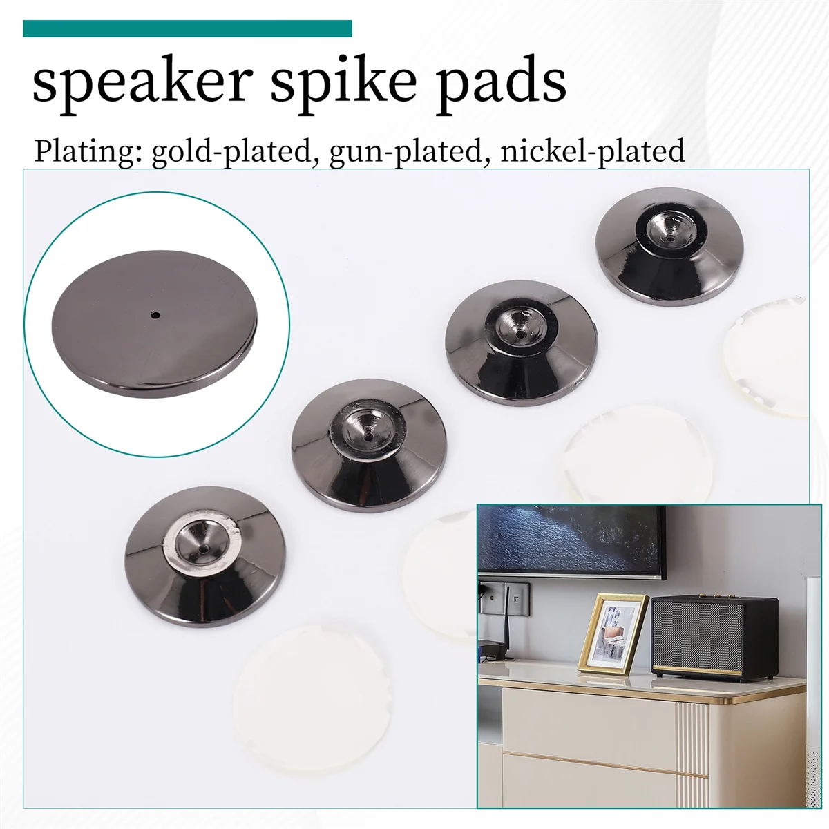 Newest 4 Pcs Speaker Pure Copper Spikes Pads HiFi Speaker Box Isolation Floor Stand Feet Cone Base Shoes Pad (Black)