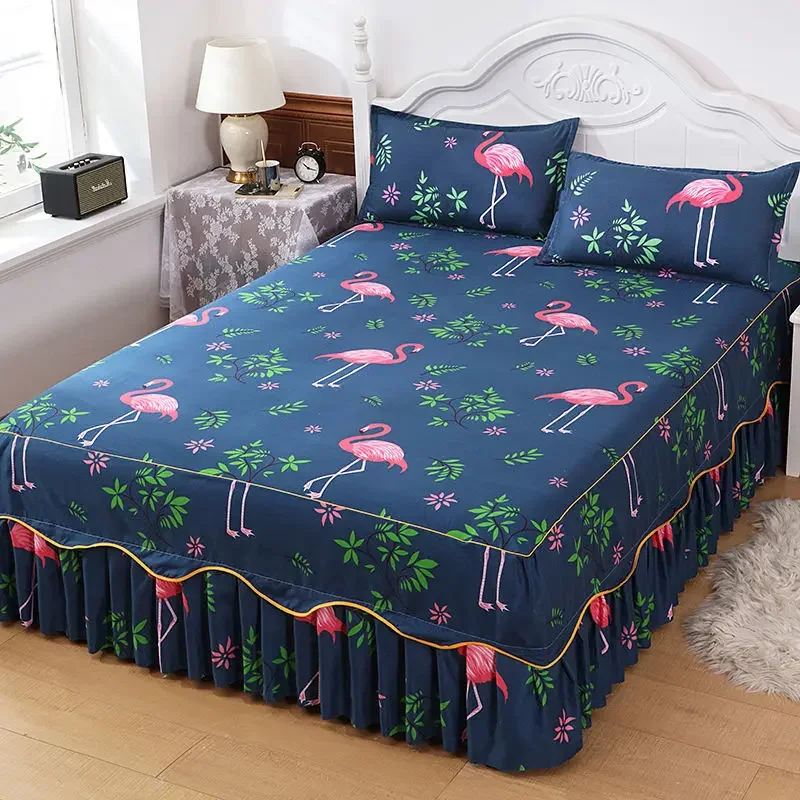 

New Princess Style Bedspread On The Bed With Skirt Printing Euro Bed Linen Bed Smooth Bed King Mattresses Sheet Queen 150 Sheets