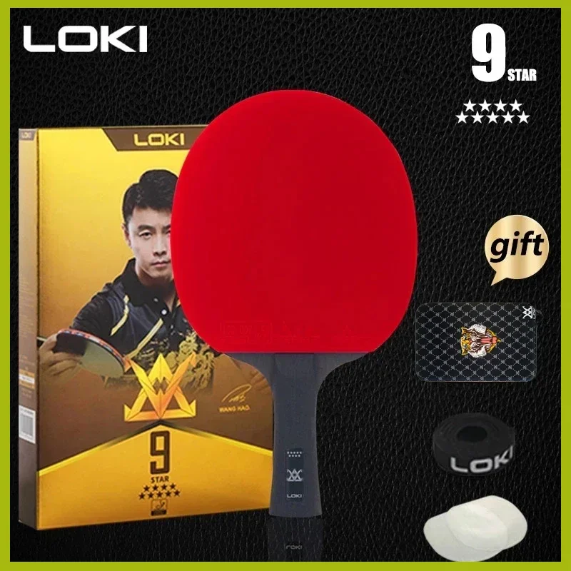 

LOKI 9 Star Table Tennis Racket Professional 5+2 Carbon Ping Pong Paddle 6/7/8/9 Star Ultra Offensive with Sticky Rubbers