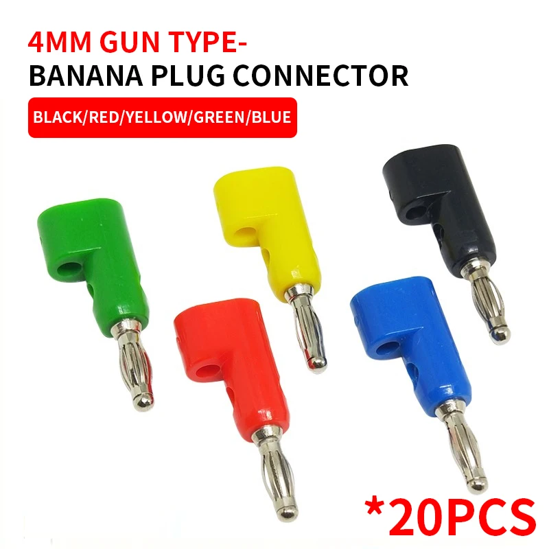 

20Pcs 4mm Banana Plug, Nickel-Plated Copper, Gun Type, Stackable Plug, Welding-Free Gun Type Lantern Head Test Plug Lantern Type