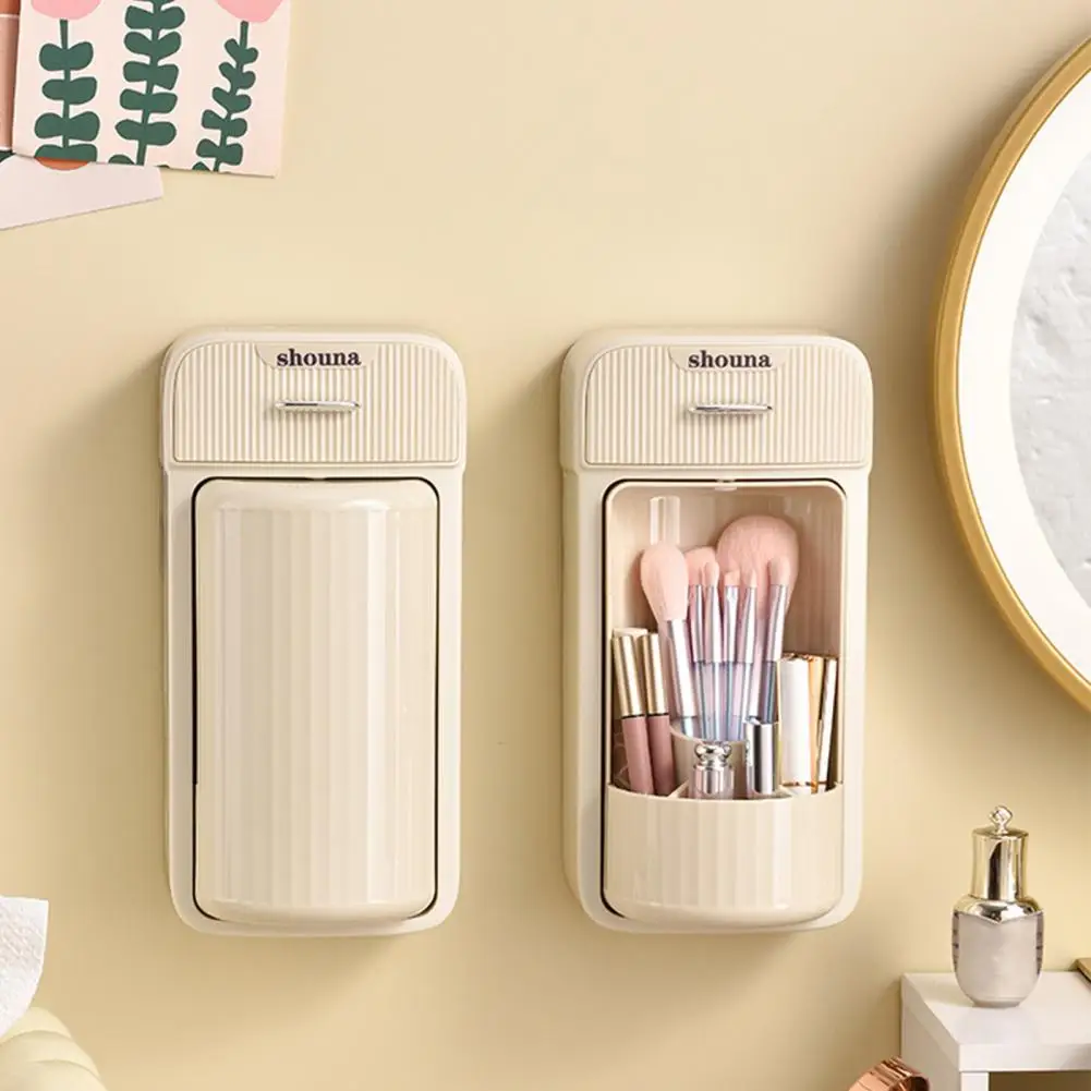 

Organized Storage for Makeup Brushes Rotatable Wall Mounted Makeup Brush Storage Box Dustproof Cosmetic Tool Rack for Brushes