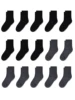 Kids Crew Socks, Mid Cut Socks For Toddler Kids Boys Girls(1-14 Years), 15 Pairs Athletic Mid Calf Socks Multipack 1