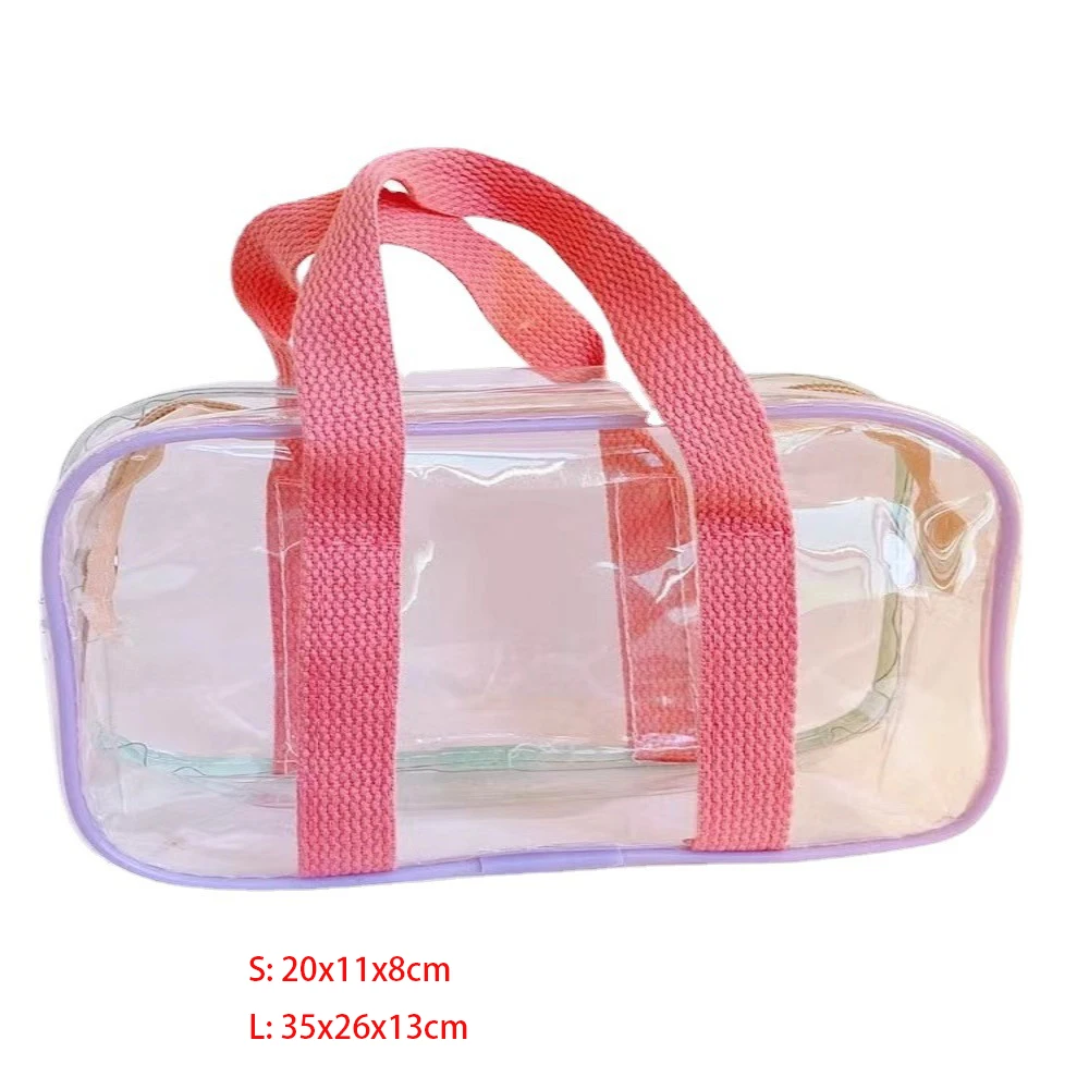 Hot Sale Transparent PVC Shoulder Bag Large Capacity Waterproof Beach Bag Swimming Storage Bag Clear Jelly Bag Washing Bag