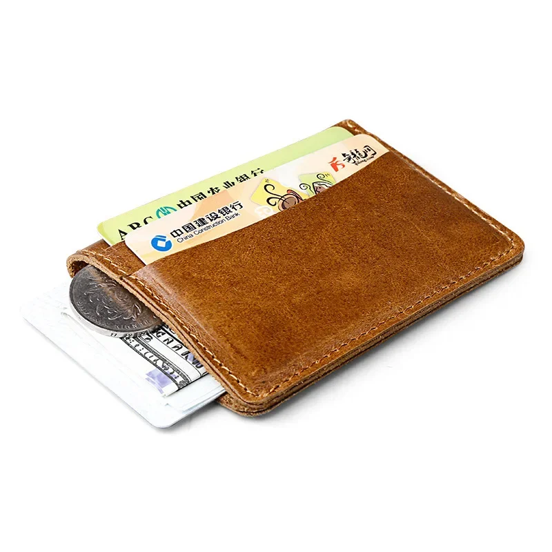 Slim Genuine Leather Credit Card Holder for Men Designer Bussiness Cash Clip