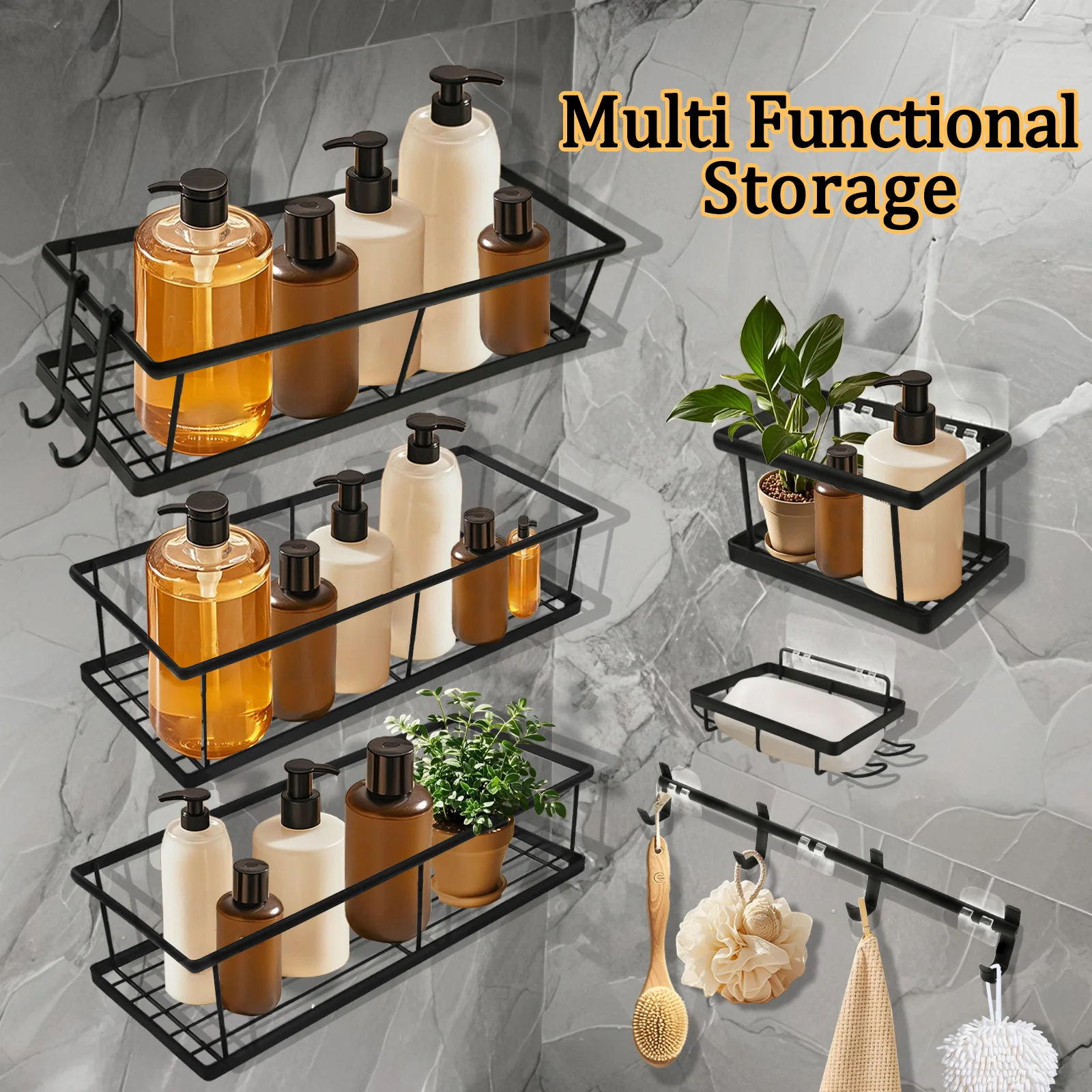 Carbon Steel Wall Mounted Seasoning Rack Storage Shelf