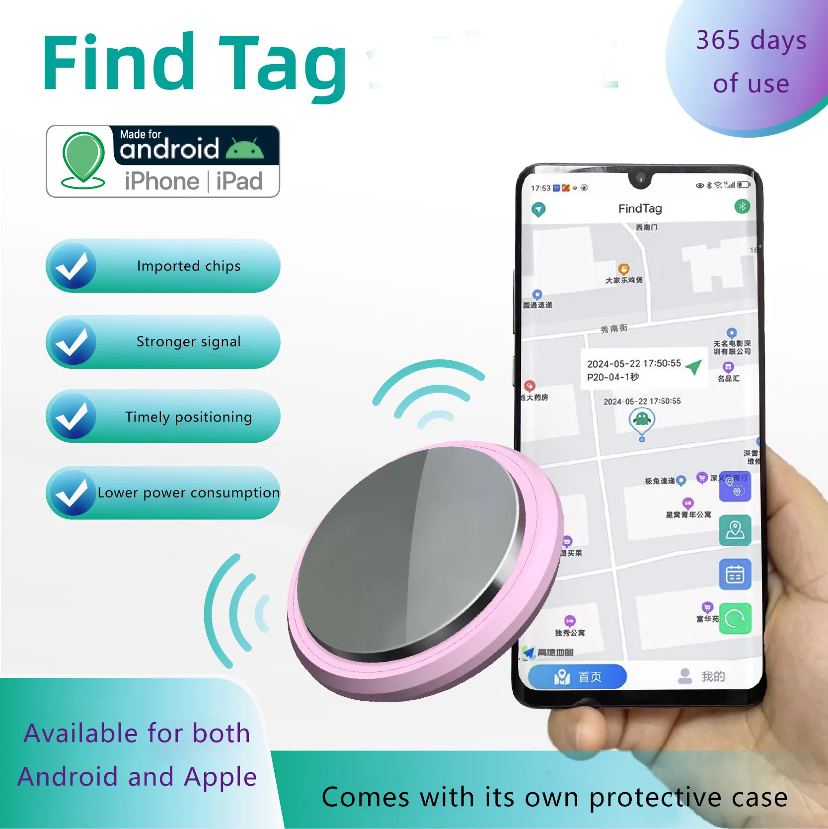 For Apple Android Smart Airtag Key Finder Locator GPS Tracking Device Bluetooth Anti Lost Air Tag Alarm Reminder For Pet
