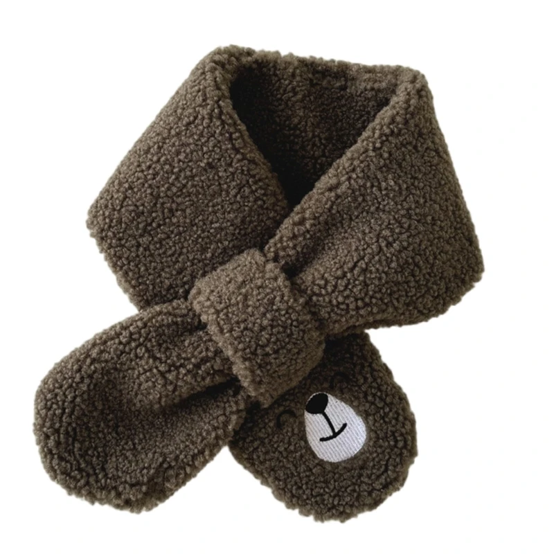 Y1UB Autumn Winter Kids Scarf Cartoon Warm Neckerchief for Girls and Boys Comfortable Cosy Neck Scarf Baby Accessory