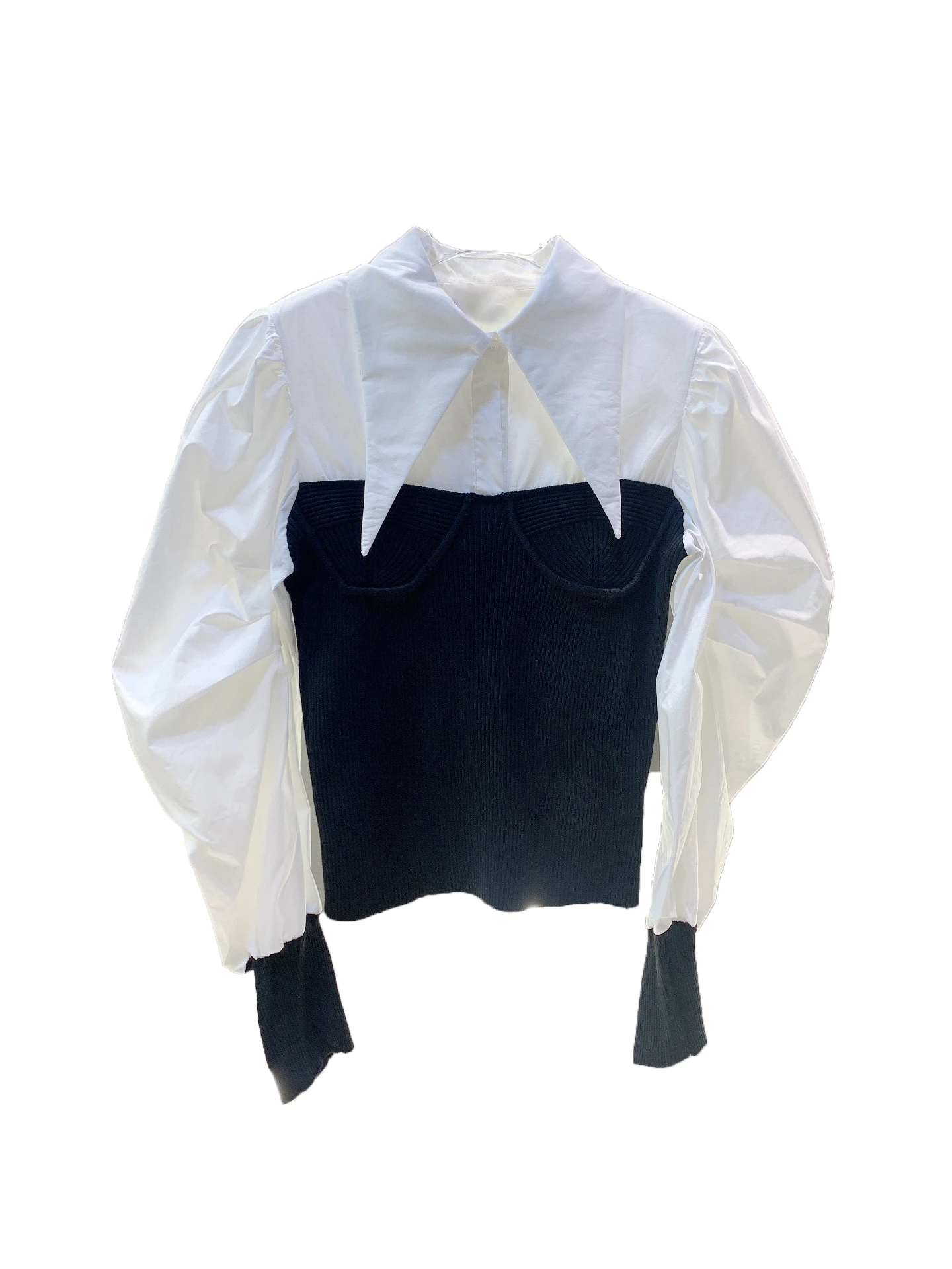 

Color collision lapel top fashion personality temperament comfortable versatile 2024 early spring new models 1213