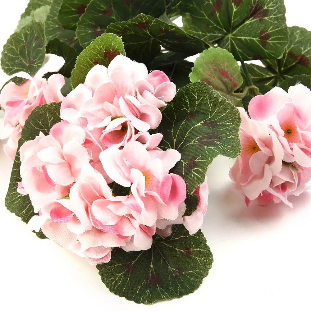 

1PCS Fall Outdoor Artificial Geranium Red Azalea Flowers Bushes UV Resistant Fake Flowers Home Decoration For Garden