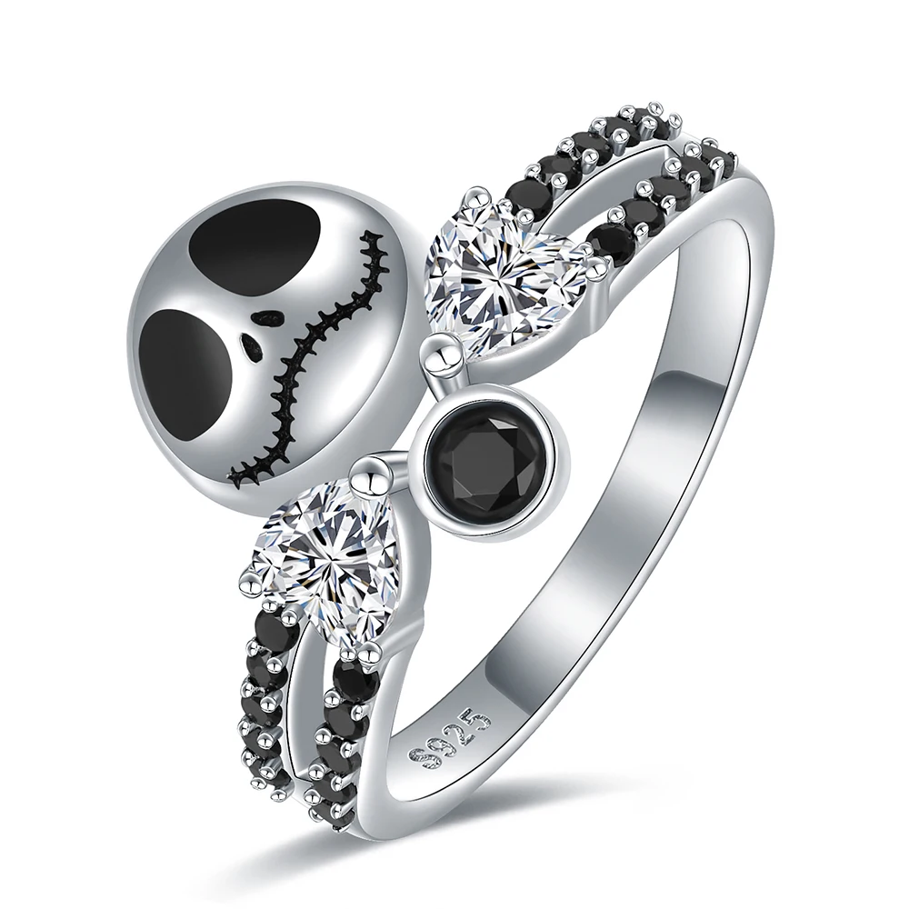 925 Sterling Silver Nightmare Before Christmas Gothic Skeleton Ring Jewelry Halloween Regali Di Natale Per Le Donne Ragazze Friends