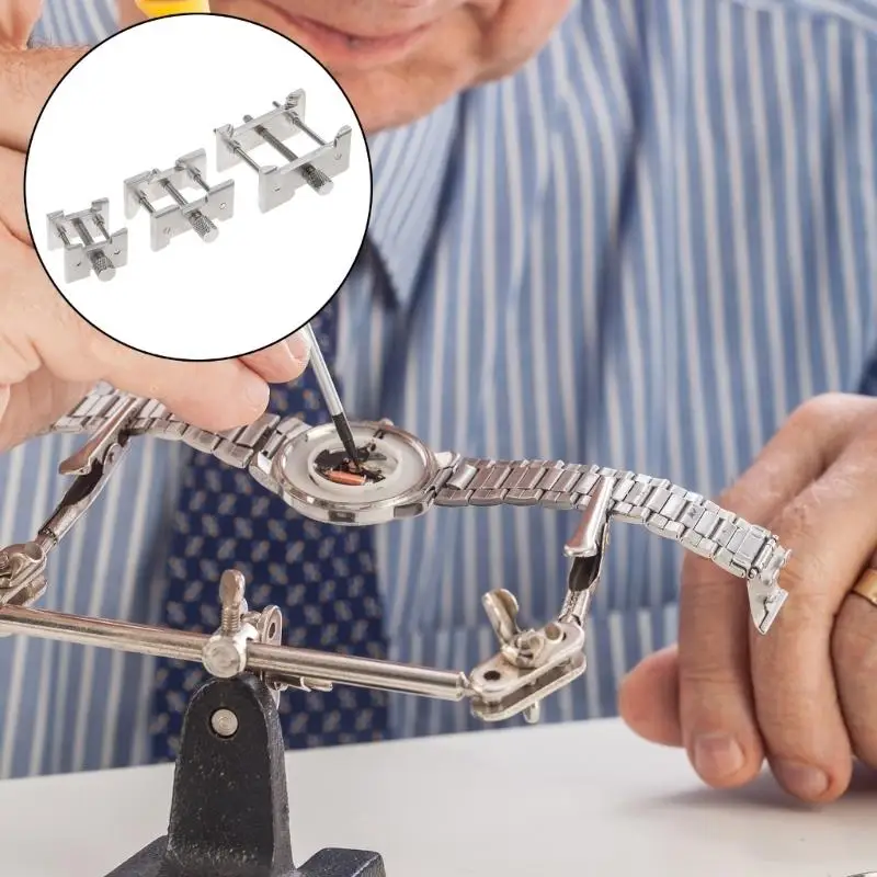 R53C Multifunktionale Feste Basis Aluminium Uhrwerk Halter Uhren Reparatur Zubehör Uhrwerk Klemme für Uhrmacher – Detail 10