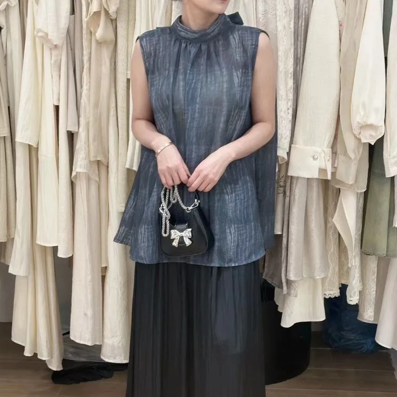 

Chinese Style Minimalist Casual Summer Women's 2024 New Patchwork O-Neck Loose Printing Strap Comfortable Sleeveless Shirt