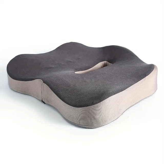 Coussin de siège en mousse à mémoire de forme, 1 pièce, support ergonomique 3D |   Vert clair et gris, polyester lavable, décoration de maison essentielle pour voiture/bureau 3