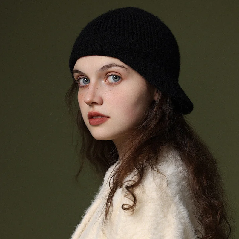 Autumn Winter Knitted Baseball Cap for Women Men Wool Short Brim Visors Fashion Keep Warm Windproof Ear Protection Knit Cold Hat 2