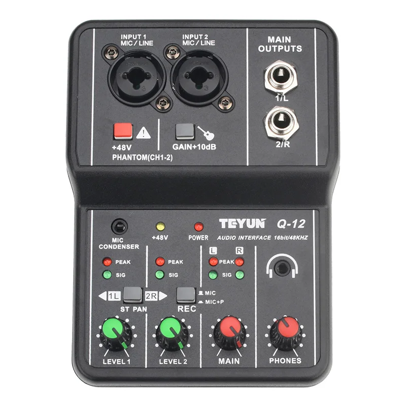 Professional Audio Interface Sound Card Computer Electric Guitar Live Recording Audio Equipment For Studio Singing Q12 audio interface