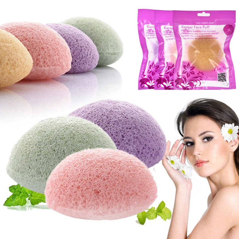 Esponja de limpieza Natural Konjac, exfoliante de forma redonda, herramienta Facial