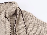 2025 Winter New Sweet and Fashionable Stand up Collar Long Sleeve Bow Decoration Knitted Sweater for Women - Image 6