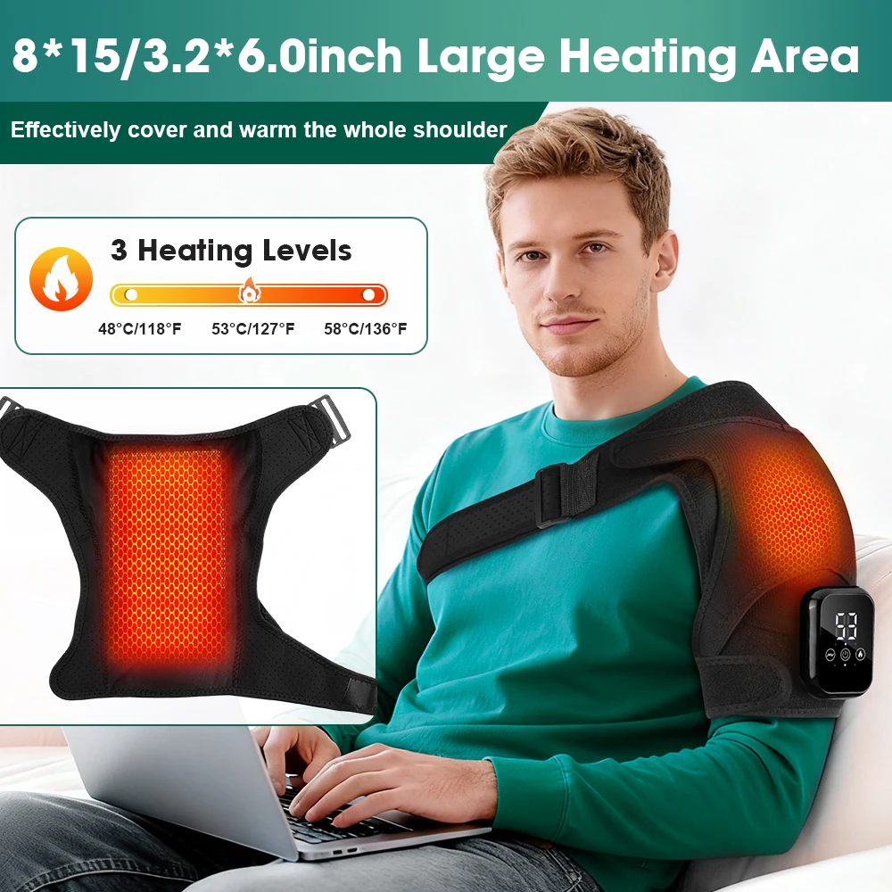 Electric Shoulder Massage Belt 3 Levels Adjustable Heating Vibration Shoulder Massager Support Brace for Arm Muscle Relaxation