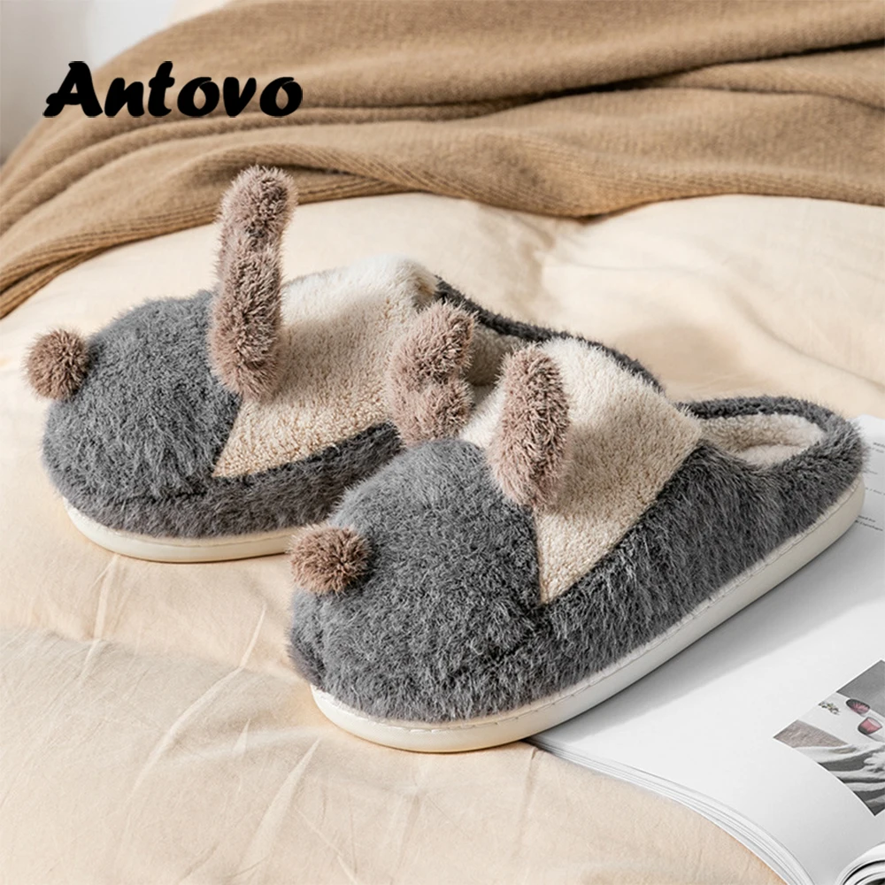 

2022 Women Cartoon Cotton Slippers Milu Deer Lovely Home Shoes with Velvet Warm Soft Sole Anti-Slip Wear-Resistant Cotton Shoes