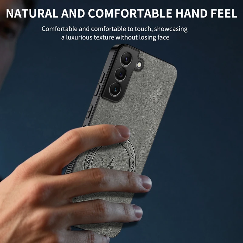 Leather Matte Frosted Magnetic Shockproof Phone Case with Soft Bumper Cover