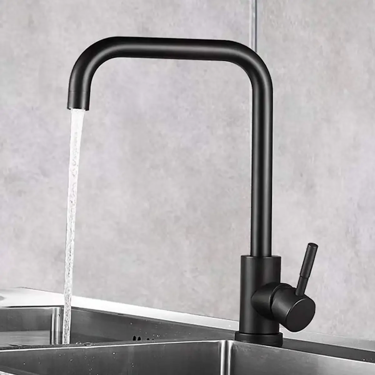 

Black Kitchen Faucet Stainless Steel Kitchen Sink Water Tap Hot and Cold Single Handle Tap 360 Rotation Kitchen Shower Faucet
