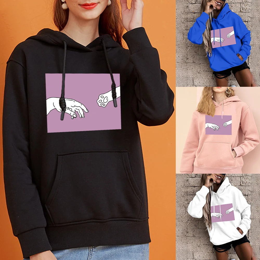 Women's Hoodie Pullover 2022 New Bottoming Long-sleeved Top Loose Hoodie Girl Printing Casual Autumn Long-sleeved Sweatshirts