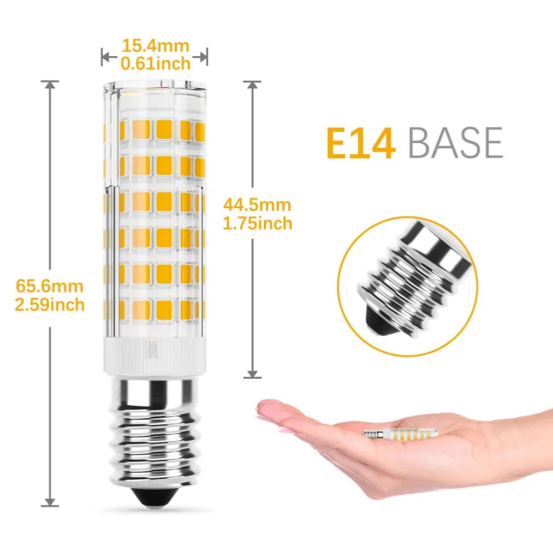 E14 LED 전구, 따뜻한 흰색 3000K, 70W 백열 전구, 디밍 불가, AC 110V-220V, 6 개