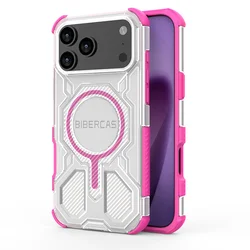 Luxury Shockproof Magsafe - Compatible Matte Protective Case with Wireless Charging Capability - iPhone 15 Pro Max (Pink)