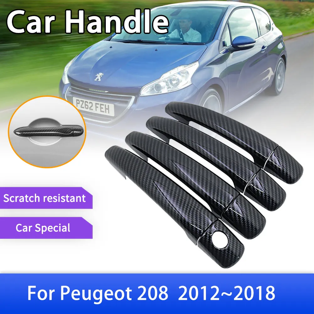 Autocollants De Protection De Seuil De Porte De Voiture, Film Anti-rayures  En Fiber De Carbone Pour Peugeot 208, 4 Pièces - Autocollants De Voiture -  AliExpress