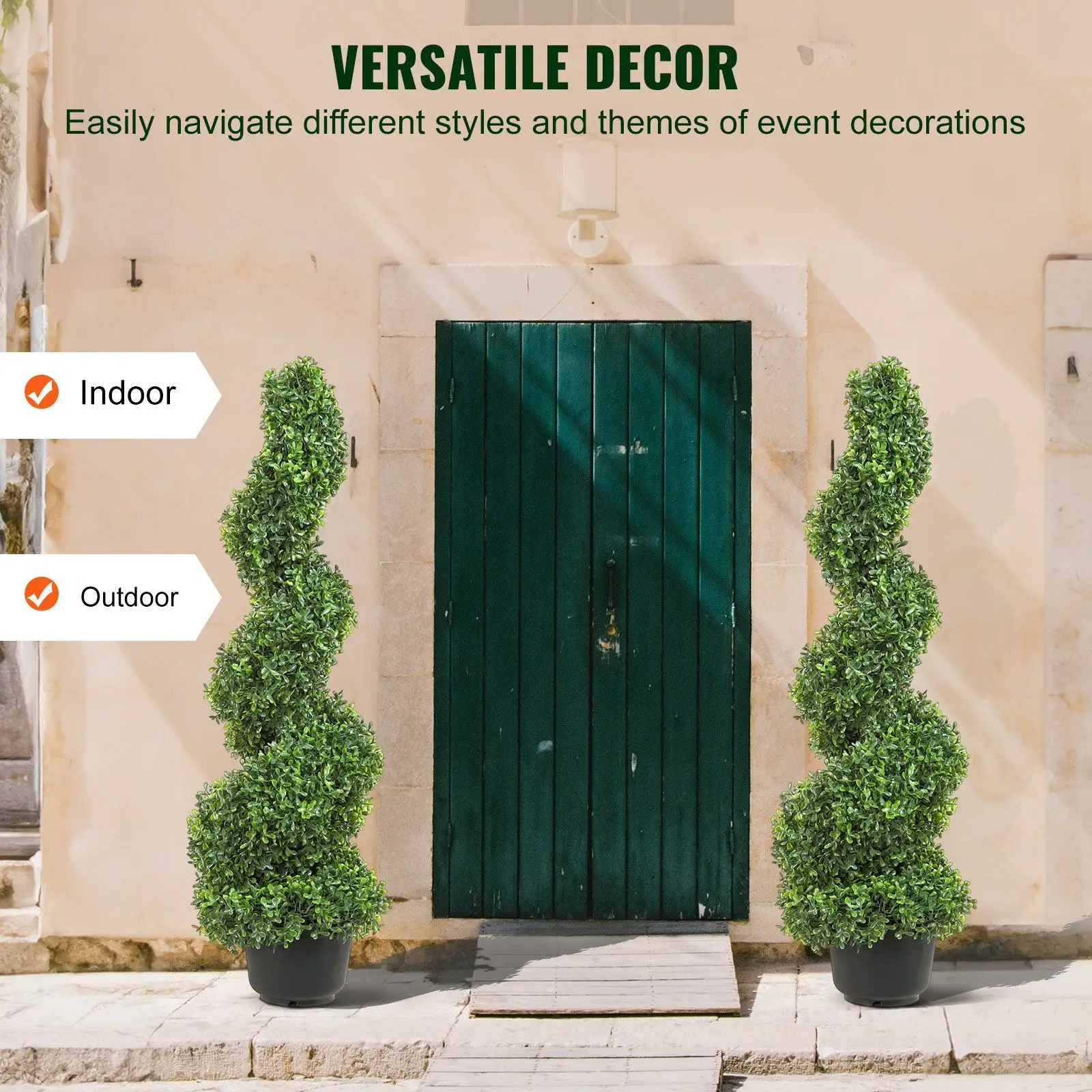 2 pcs. Artificial Boxwood Tower Topiary Spiral Plant 91cm high Decorative Plastic PE Iron Topiary
