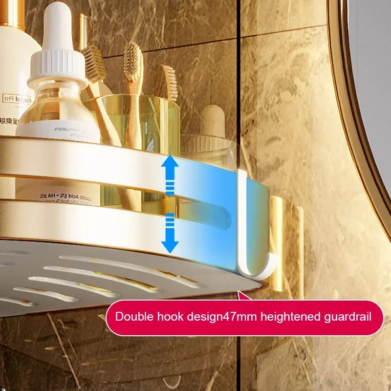 Bath Corner Shelf Non-punching Triangular Wall Toilet Rack Shampoo Shower Bedroom Organizer for Bathroom Storage Accessories 4