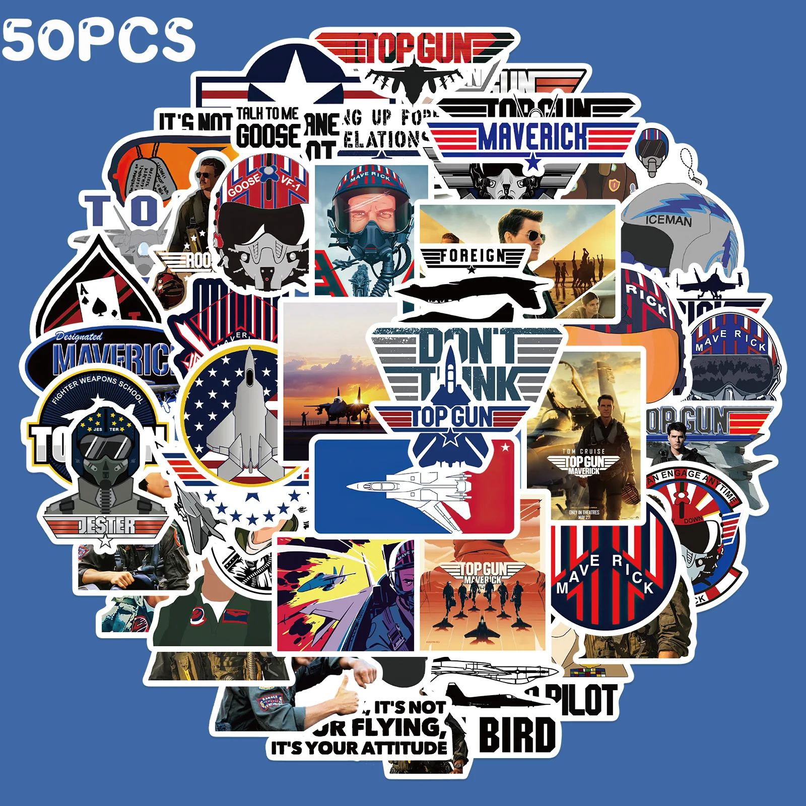 30/50pcs Top Gun Maverick Tom Cruise Stickers Catoon Waterproof