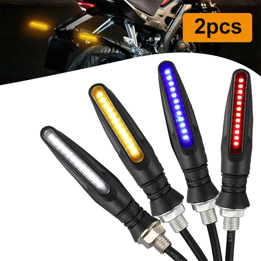 

2Pcs 2Wires Motorcycle Turn Signal Light Led DRL Single Colour Tail Lamp Flowing Indicator Blinker Rear Styling Accessories 12V